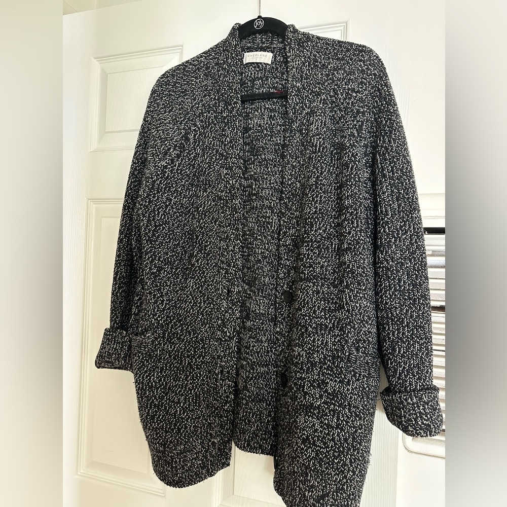 Everlane Wool Cardigan - Black & White Size Medium